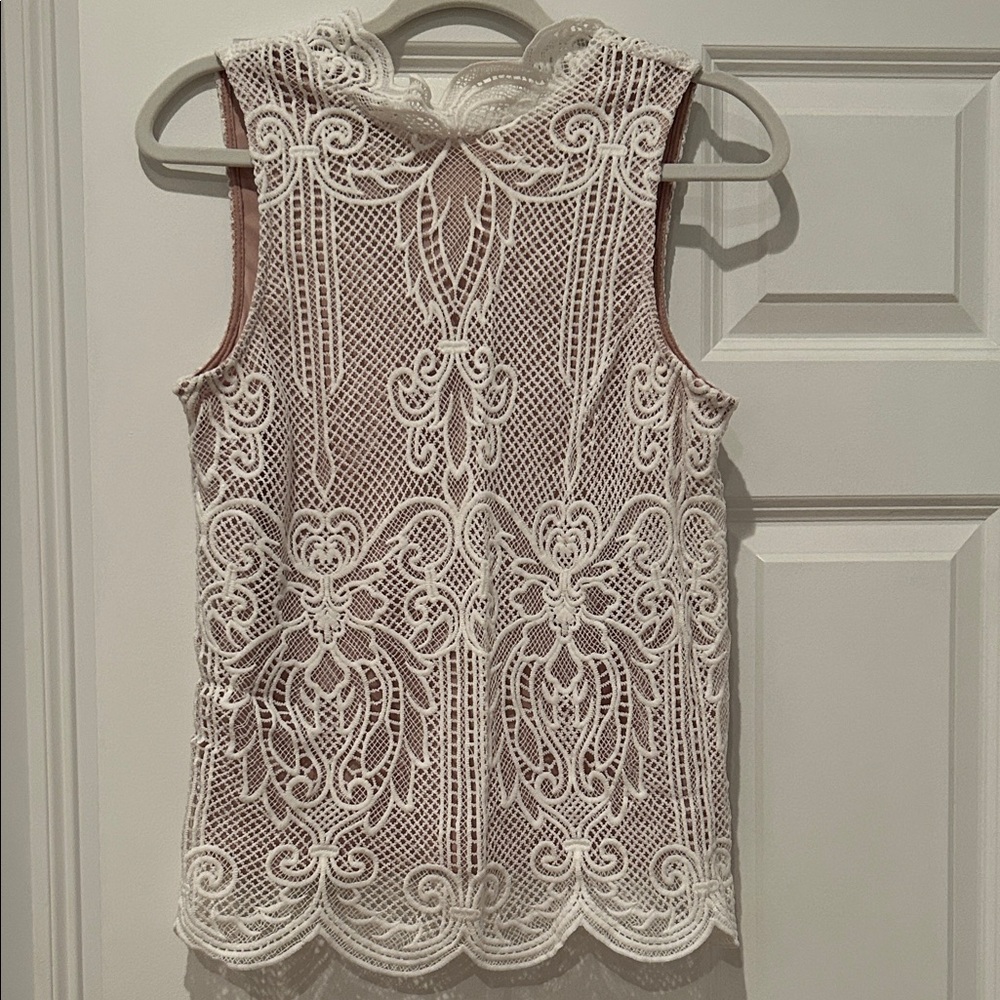 Skies Are Blue White Lace Sleeveless Top